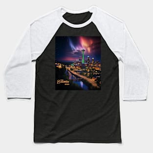 Northern Lights Over Seattle 2024 Baseball T-Shirt